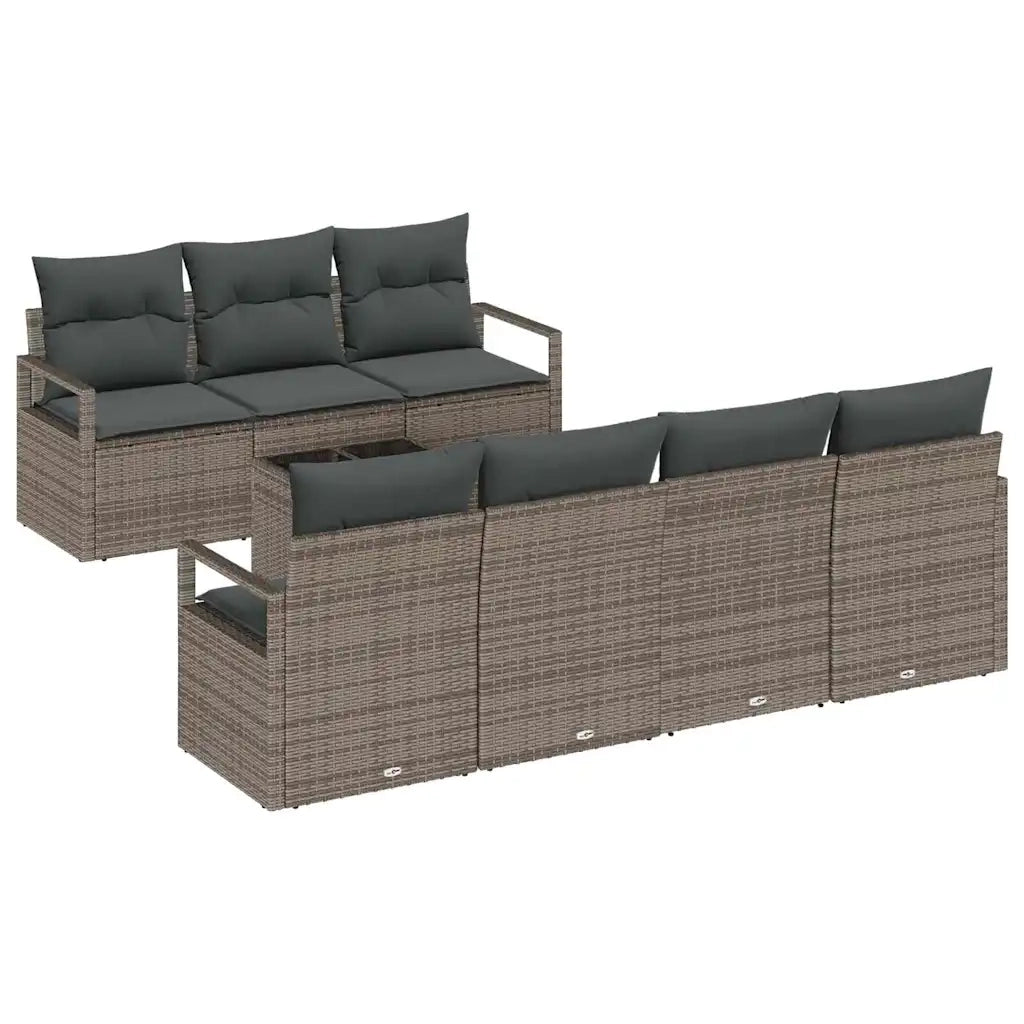 Set Divano da Giardino con cuscino 8 pcs Grigio polyrattan 3354958