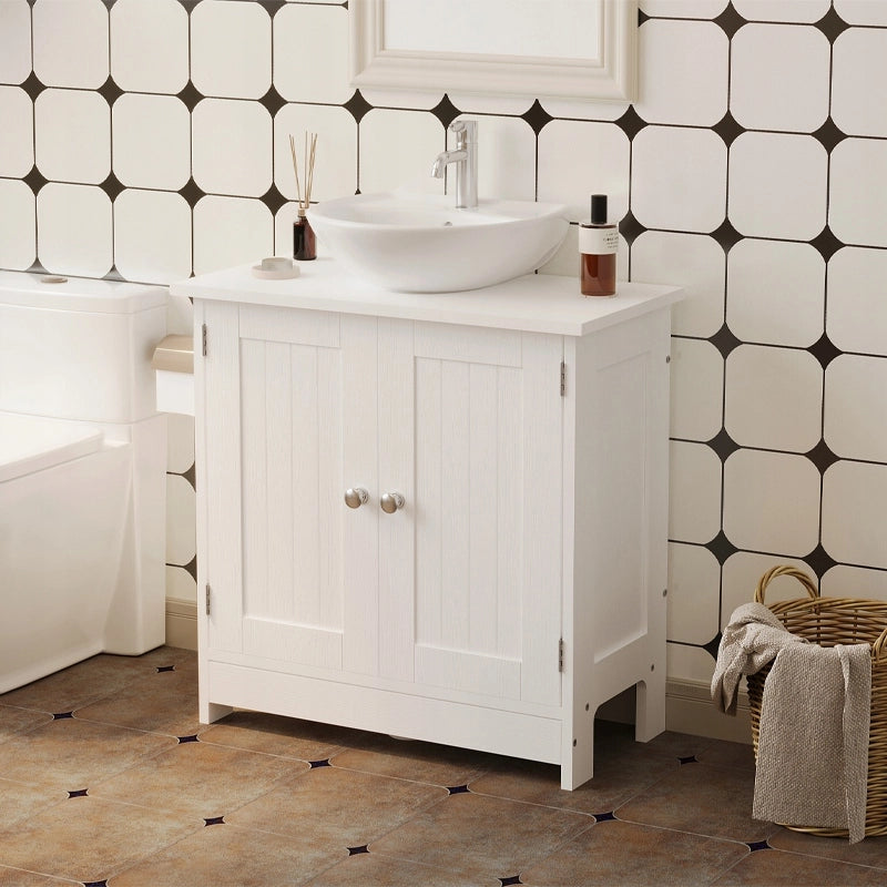 Mobiletto da bagno bianco con ante