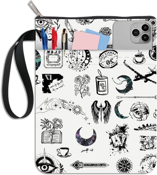 Boechiessa Bianca Con Pattern di Luna con Cappuccio per Proteggere Libri di Carta
