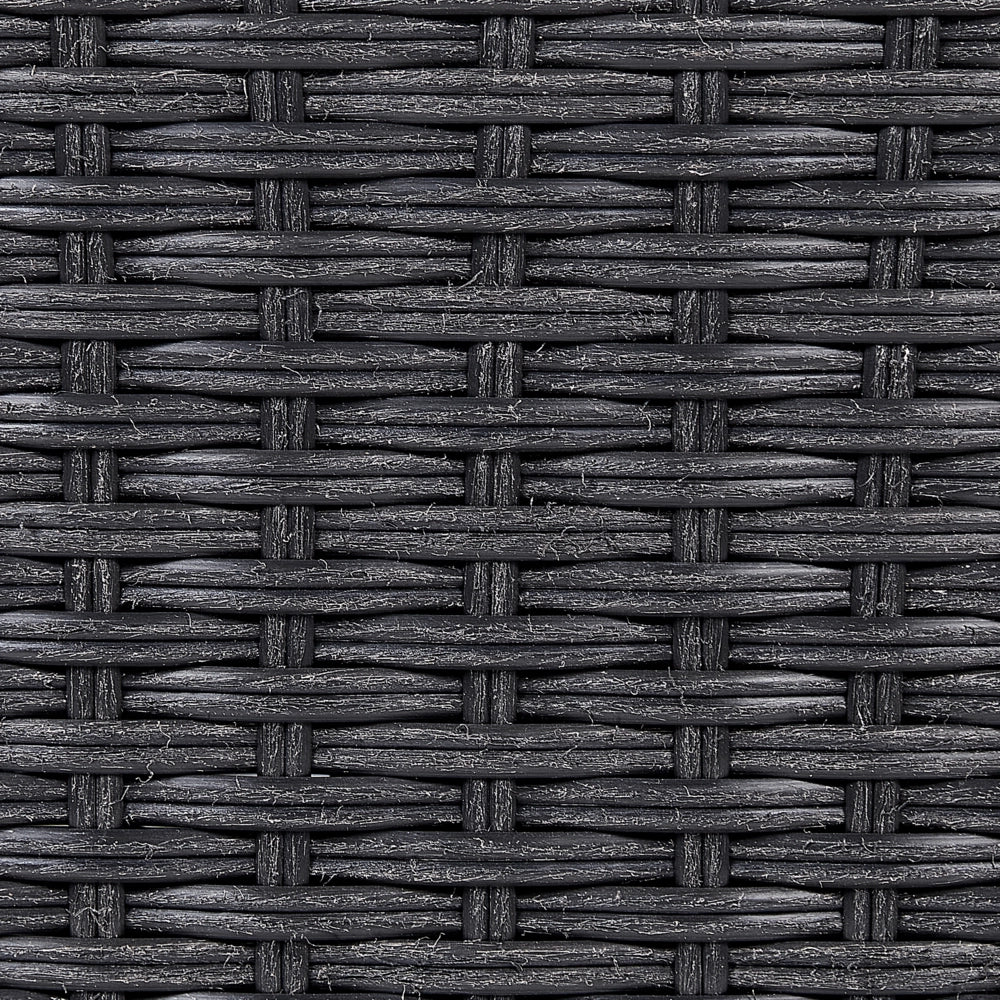 Vaso per piante su ruote in finto PE Rattan nero con 3 inserti interni ed esterni