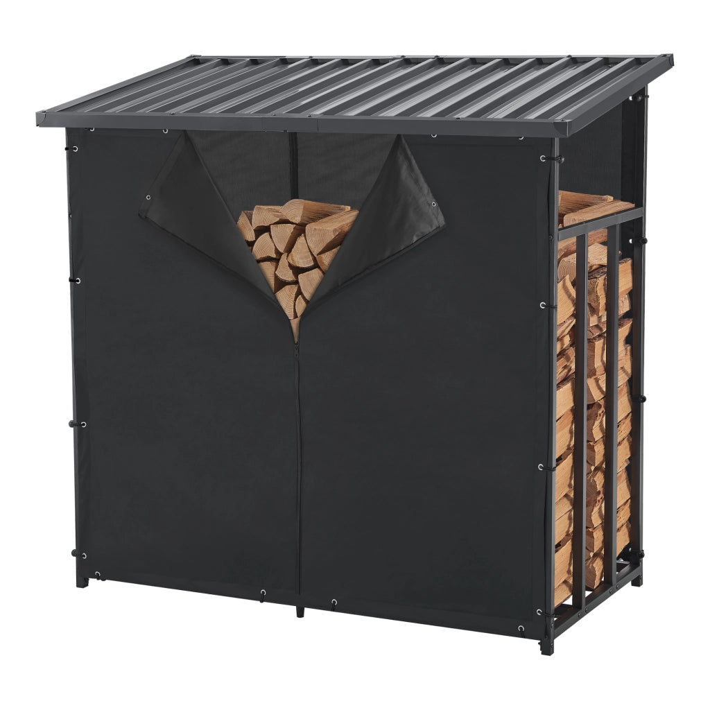 Portalegna da Esterno Yakutat Legnaia con Telo Protettivo e Tettuccio 145x143x70 cm casa.pro
