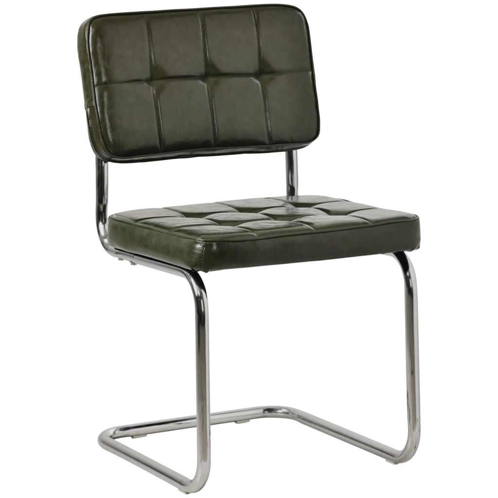 Set di 2 sedie cantilever in similpelle verde cachi MARIA
