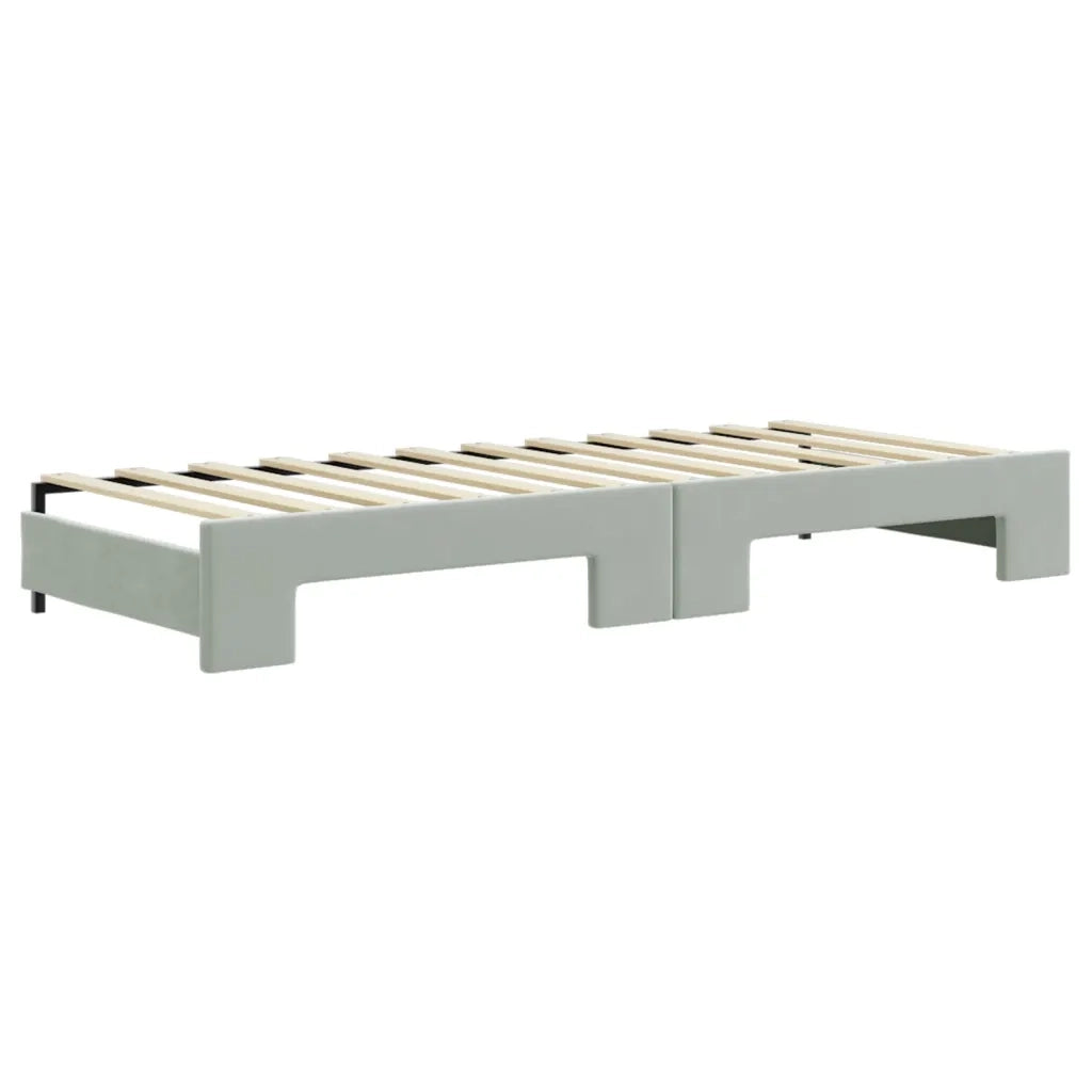 Divano Letto Estraibile Cassetti Grigio Chiaro 80x200cm Velluto 3196756
