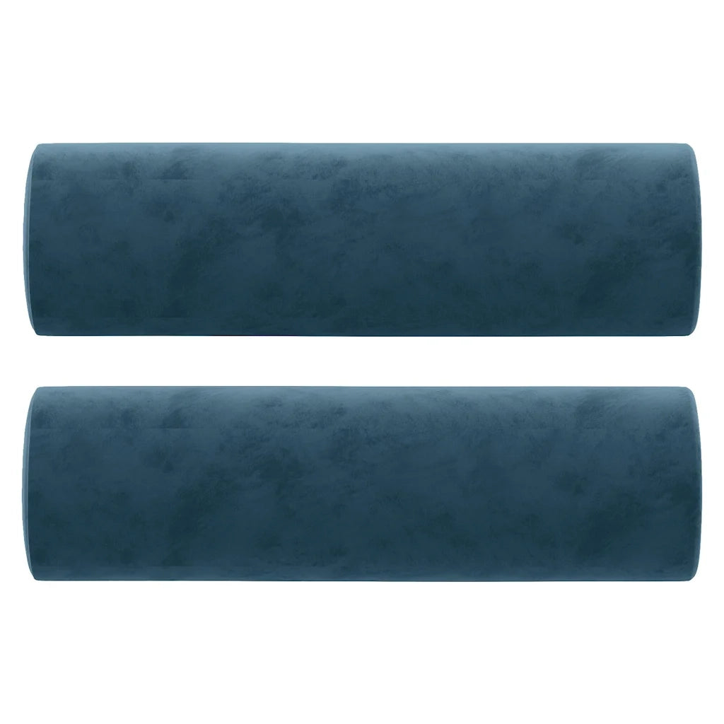 Divano a 3 Posti con Cuscini Blu 180 cm in Velluto
