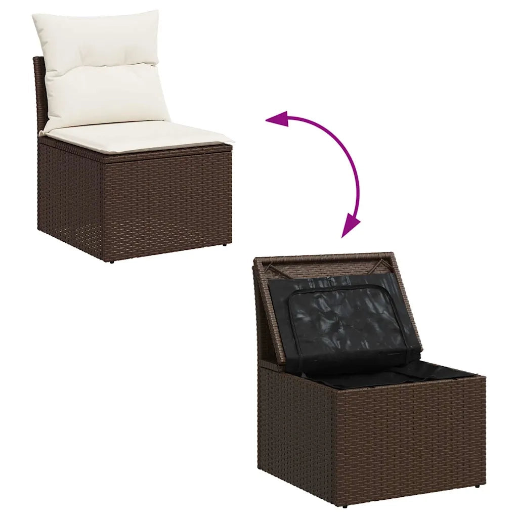 Set Divani da Giardino 11 pz con Cuscini Polyrattan Marrone 3326554