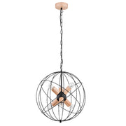 Lampada a sospensione industriale nera legno 6xE14 Campo
