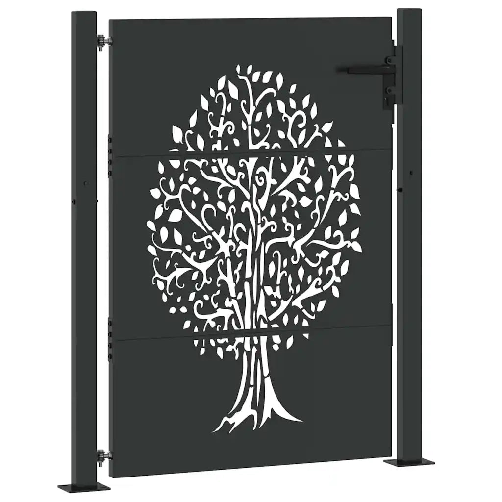 Cancello da giardino con blocco Nero 110 x 155 cm CFW3003709