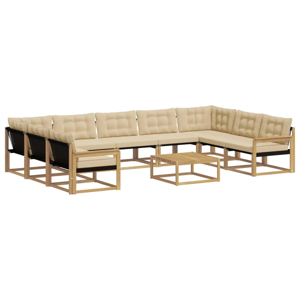 Set di divani da esterno con cuscino 10 pcs Bianco e Beige 3389087