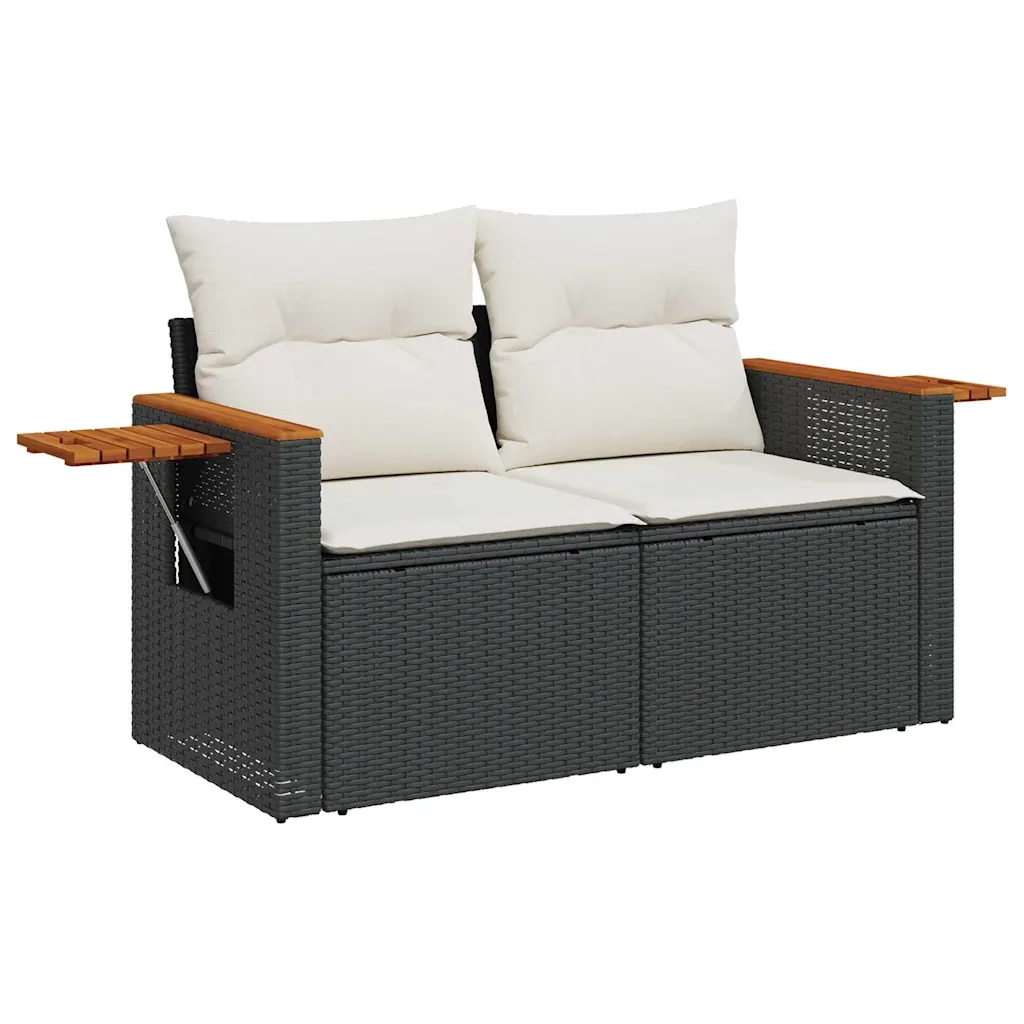 Set Divani da Giardino 5 pz con Cuscini in Polyrattan Nero 3325955