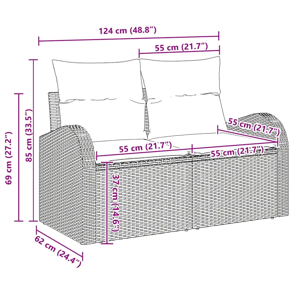 Set Divano da Giardino Nero polyrattan 3345993