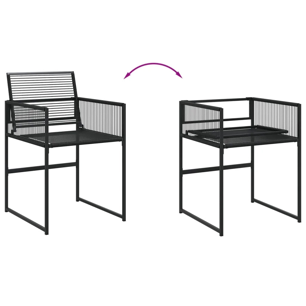 Set da Pranzo da Giardino 9 pz Nero in Polyrattan 3295038