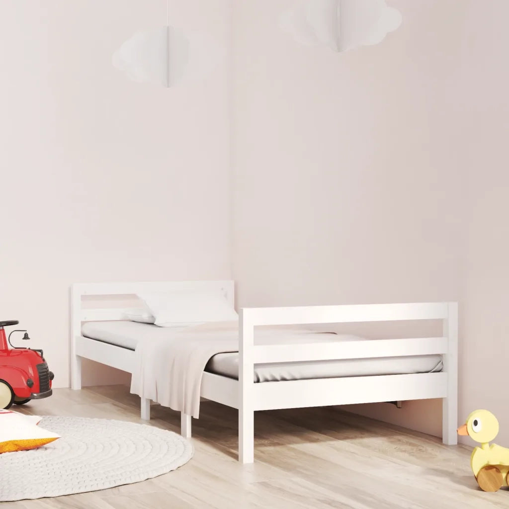 Letto singolo | Letto per adulti | Giroletto senza Materasso Bianco 80x200 cm Legno Massello Pino
