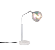 Lampada da tavolo, metallo e vetro, cromo, H 45 cm, Paxton