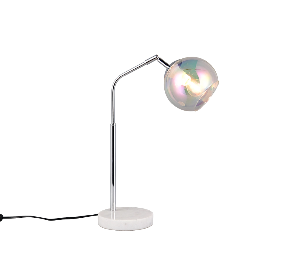 Lampada da tavolo, metallo e vetro, cromo, H 45 cm, Paxton