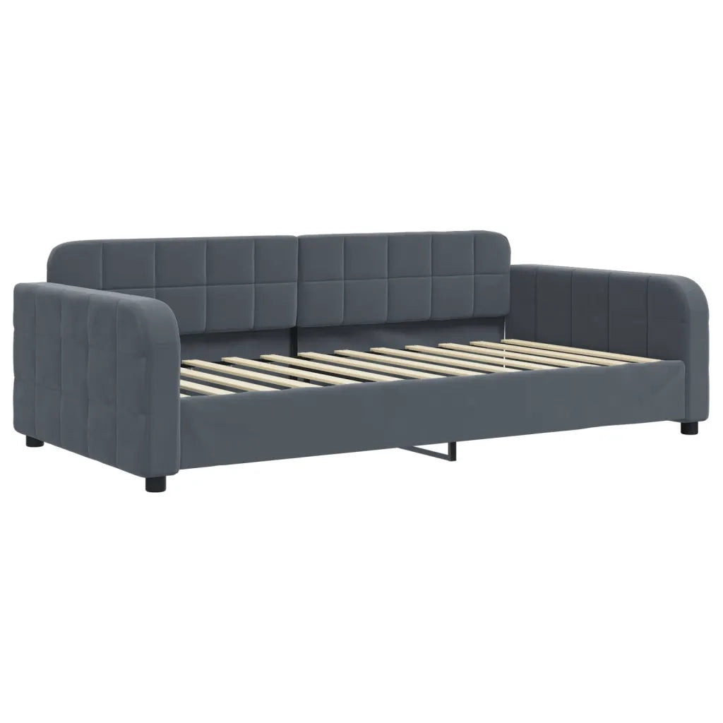 Divano Letto Estraibile Cassetti Grigio Scuro 90x200cm Velluto 3197002