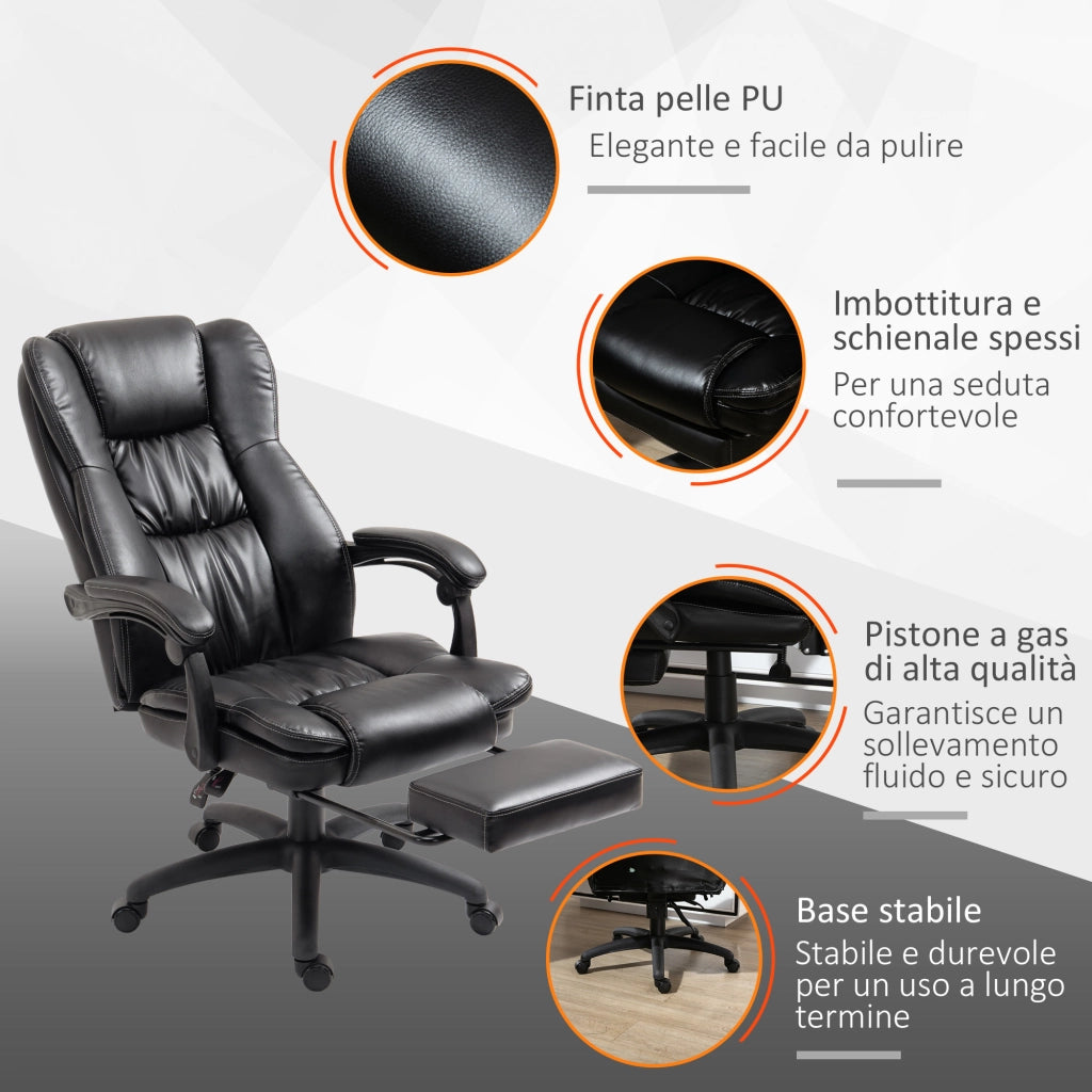 Sedia da Ufficio ¨C Minimal ¨C Pelle, Nero, 68.5x68.5x113-121 cm