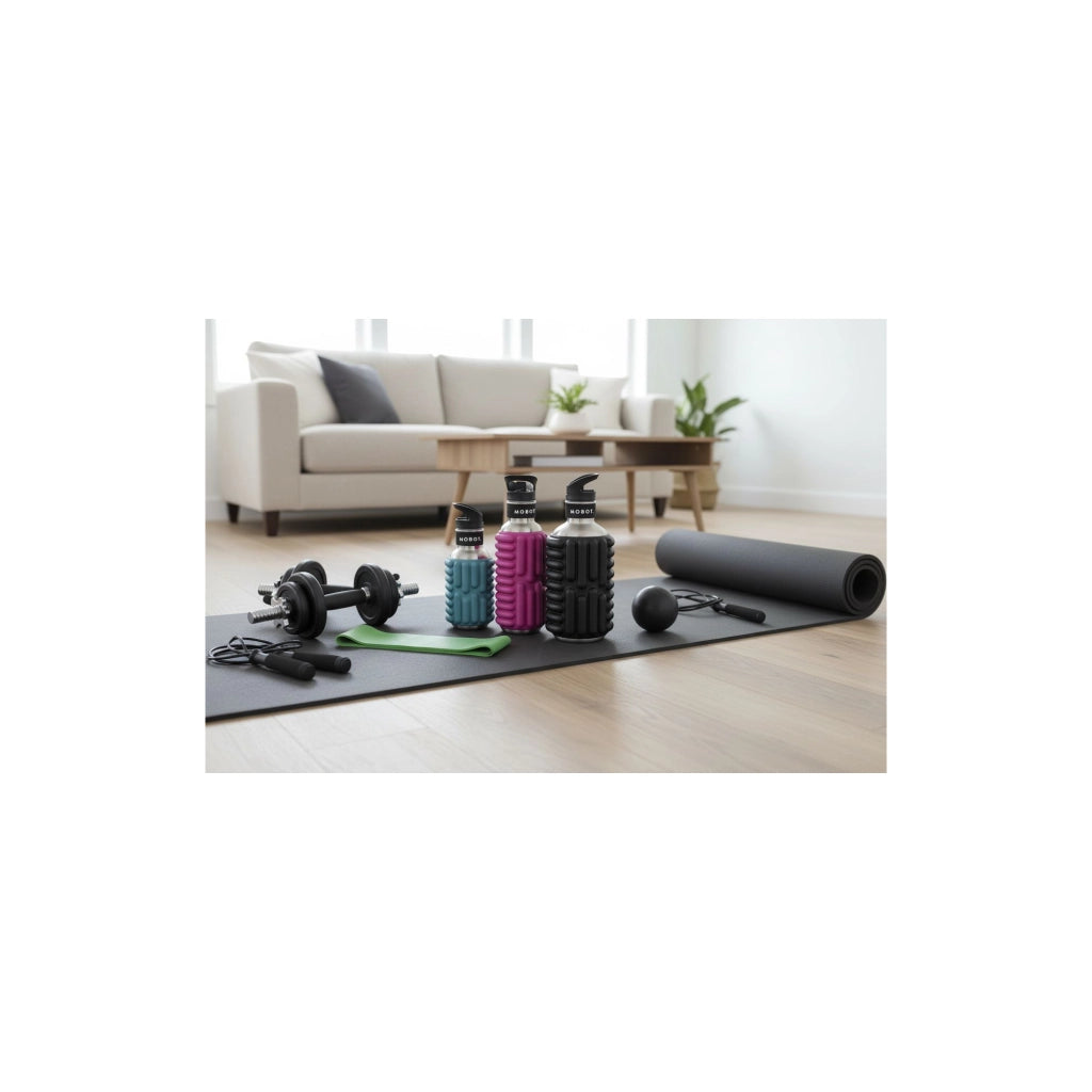 Bottiglia sportiva - Mobot - Funzione rullo massaggiante 2 in 1 - Blu