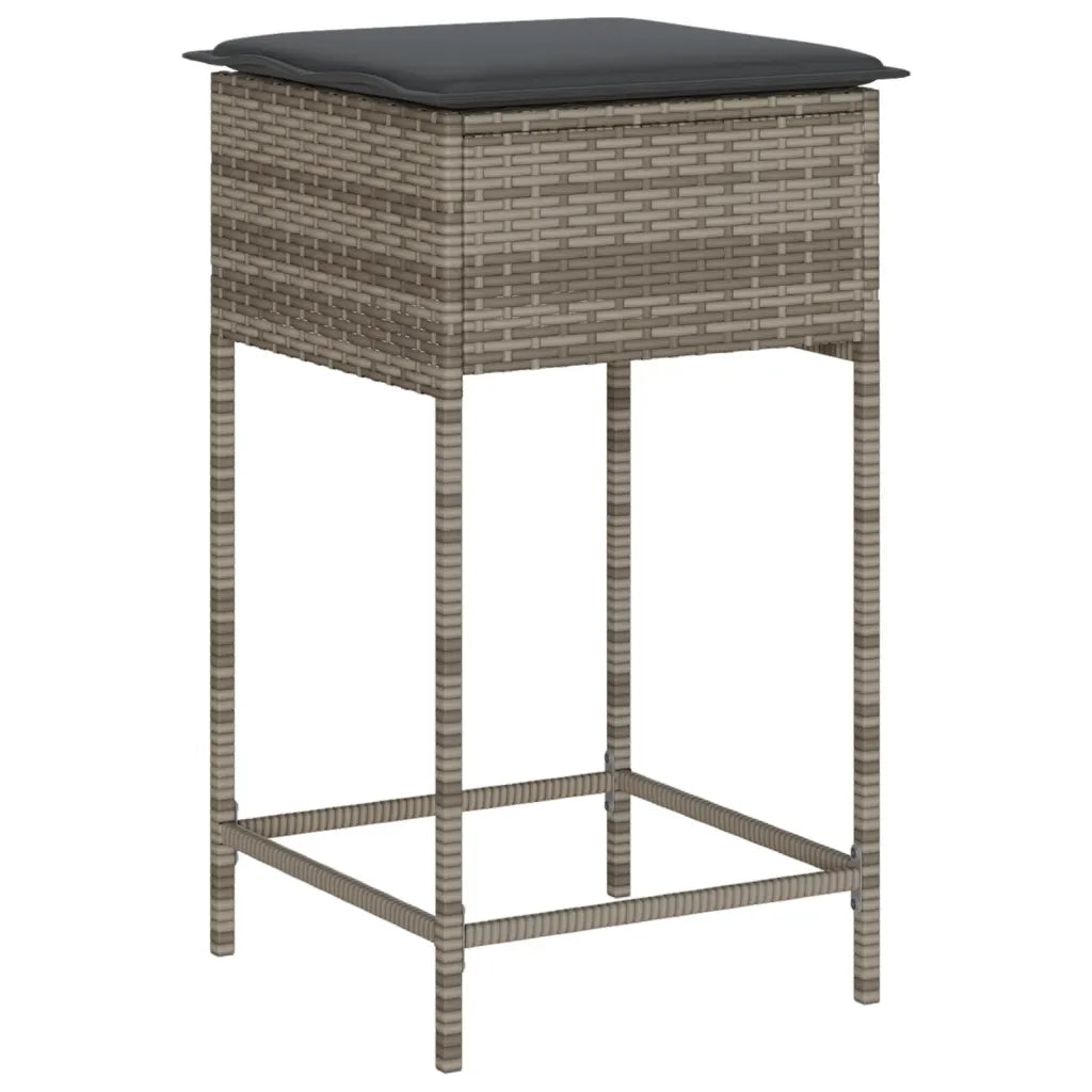 Set Bar da Giardino 5 pz con Cuscini in Polyrattan Grigio 3261483