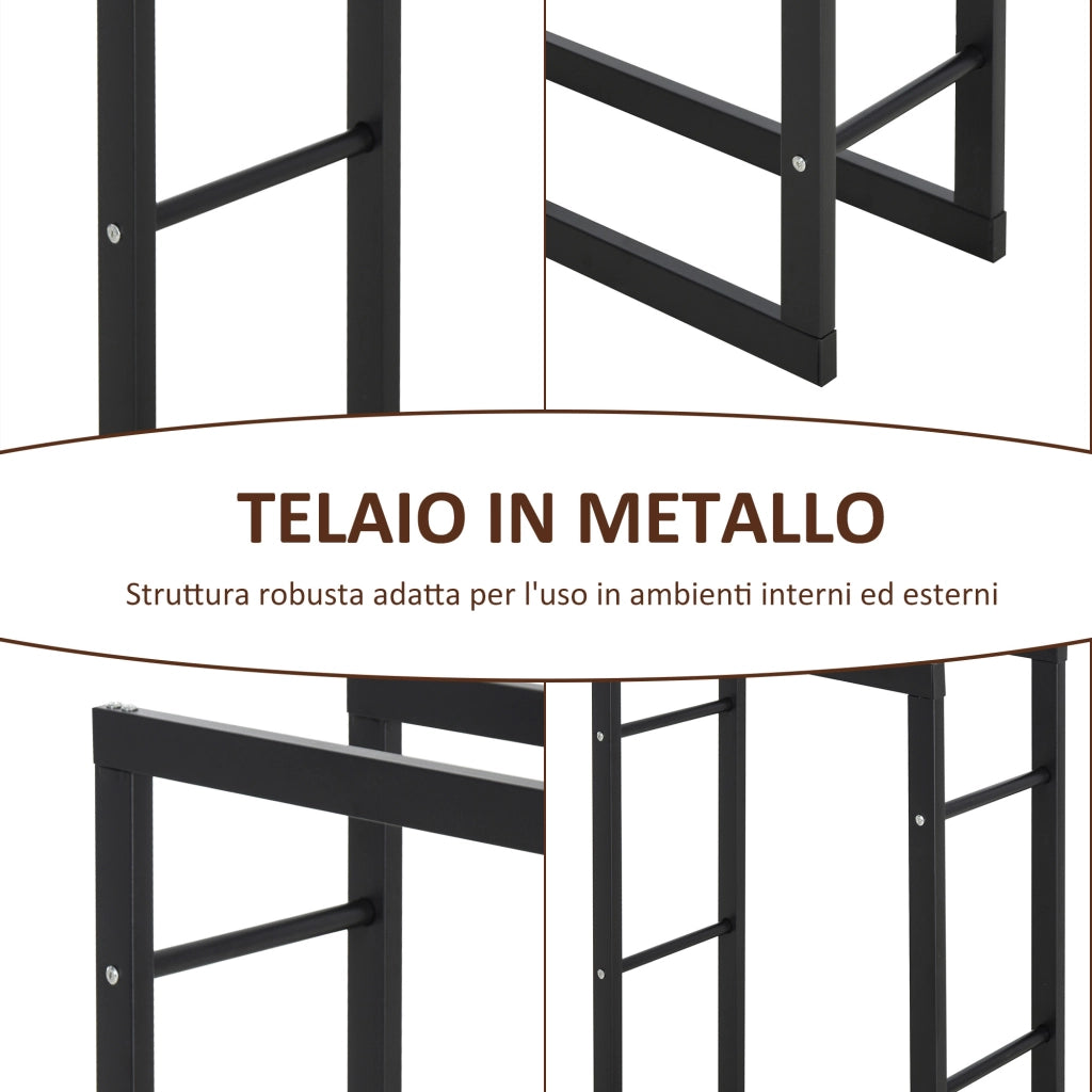 Porta Legna da Esterno ¨C zephmum ¨C Ferro 60x25x100 cm