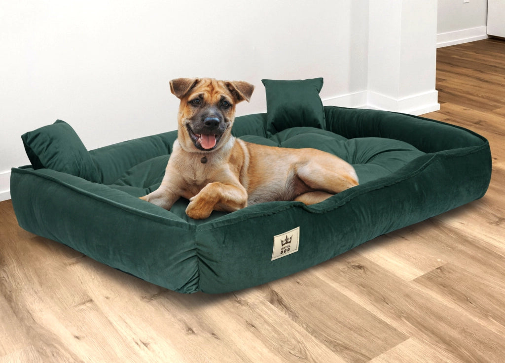 AIO FACTORY 115x95 cm Letto per cani in velluto verde scuro impermeabile