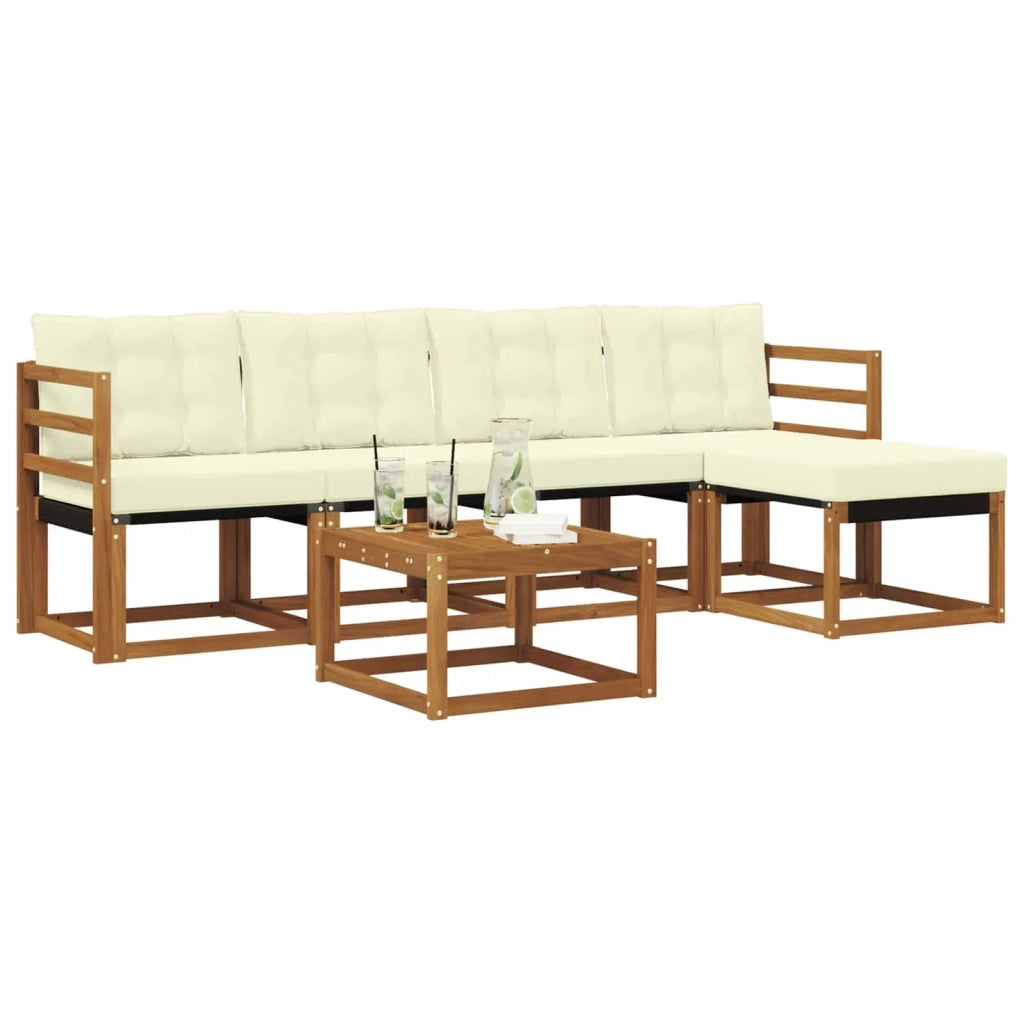 Set di divani da esterno con cuscino 6 pcs Naturale e Crema 3368581