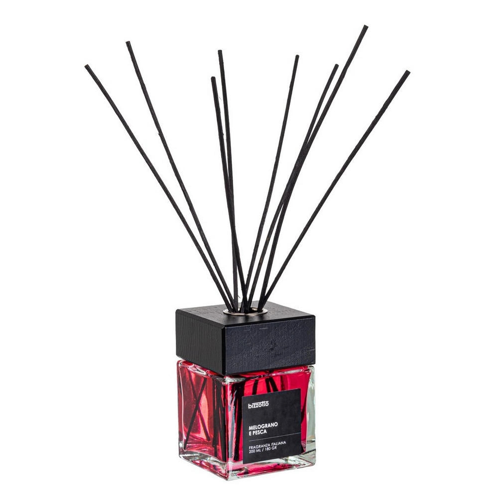 Diffusore per Ambienti con Bastoncini e Tappo in Legno Bizzotto Formato: 200 ml, Fragranza: Melograno e Pesca
