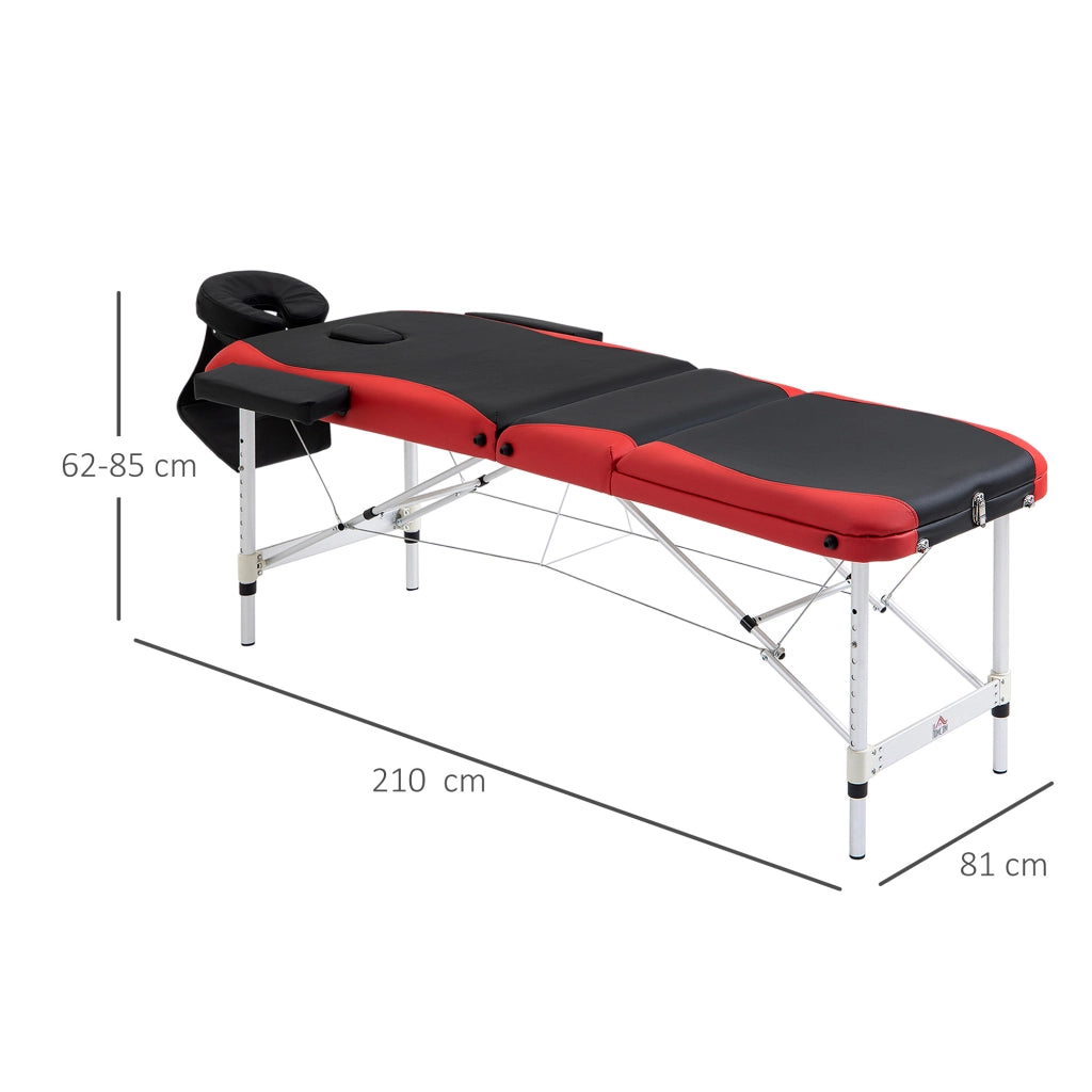 Lettino da Massaggio Pieghevole ¨C Xylo ¨C 210x81x62-85 cm Nero e Rosso