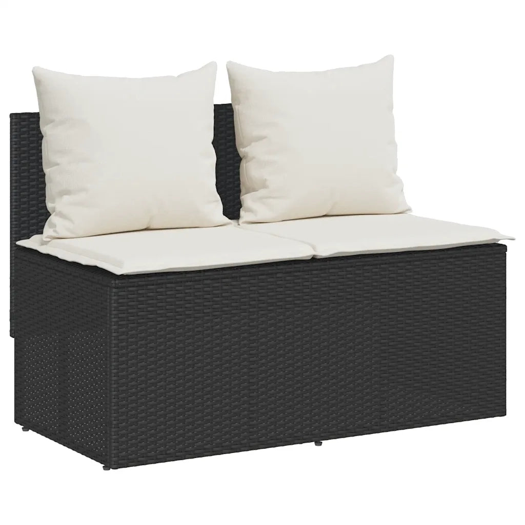 Set da Pranzo da Giardino 3 pz con Cuscini Nero in Polyrattan 4104181