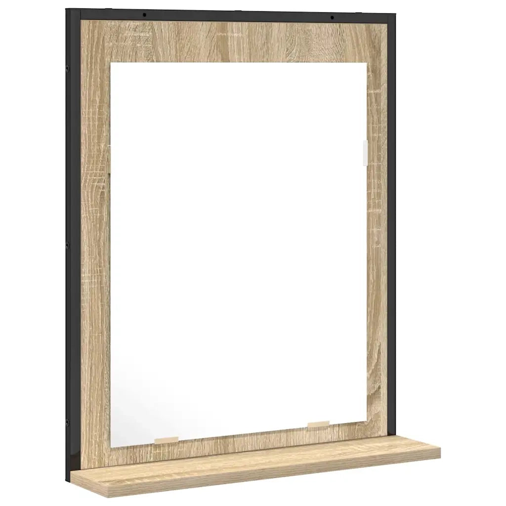 Specchio da bagno con lo scaffale-Mensola con Specchio Nero 50 x 12 x 60 cm