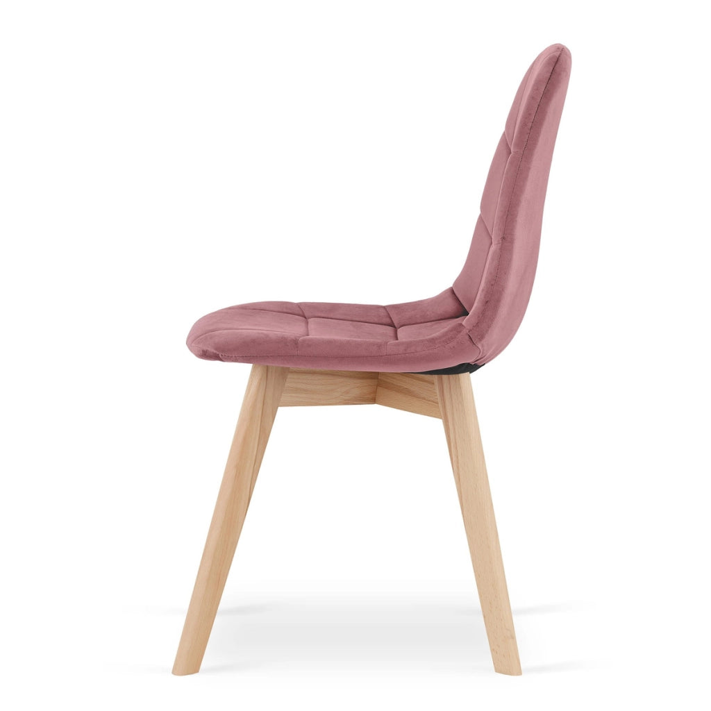 Set di 2 sedie Bora in velluto rosa antico e legno