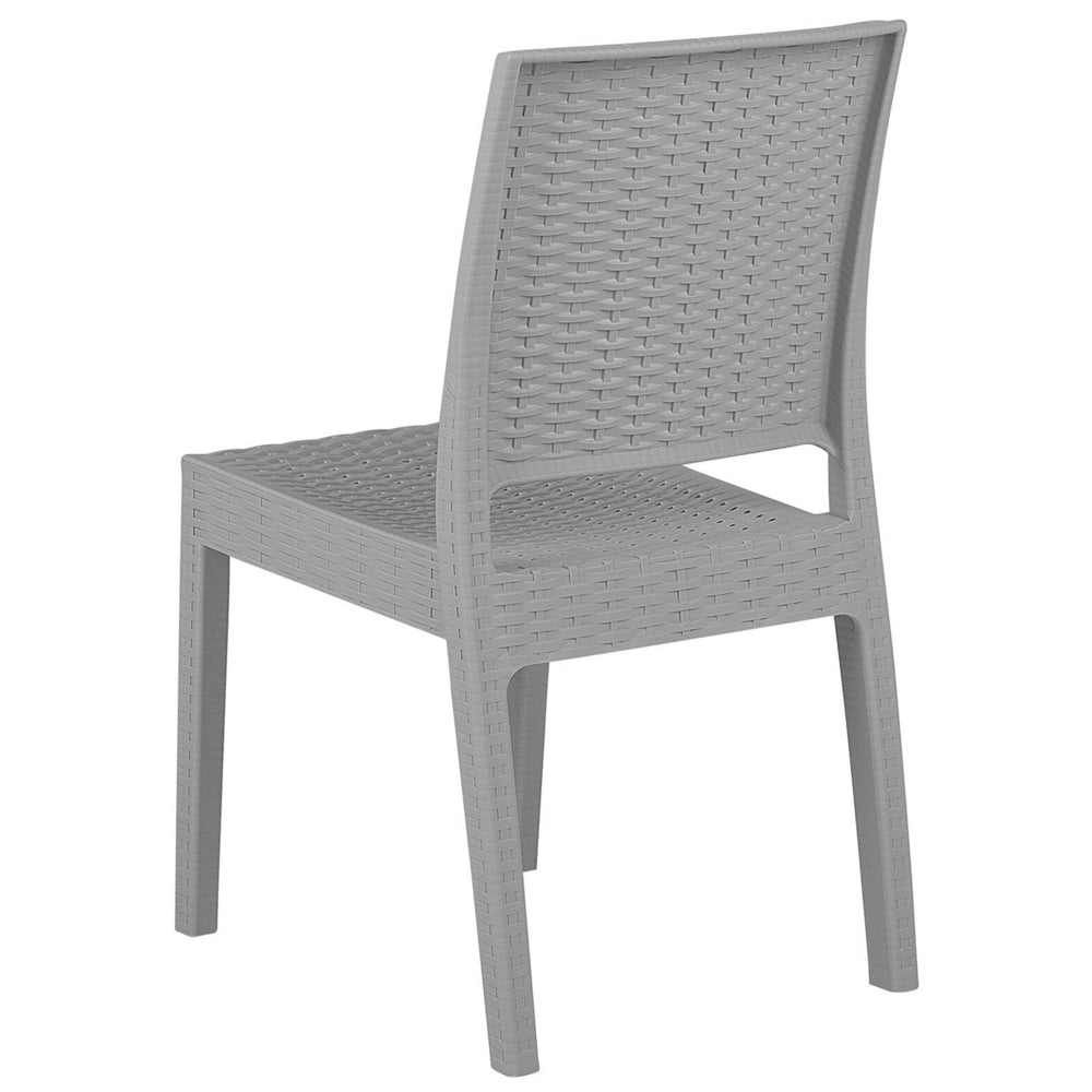 Set da pranzo da giardino Tavolo quadrato grigio chiaro 80 x 80 cm 4 sedie impilabili 4 posti minimalista