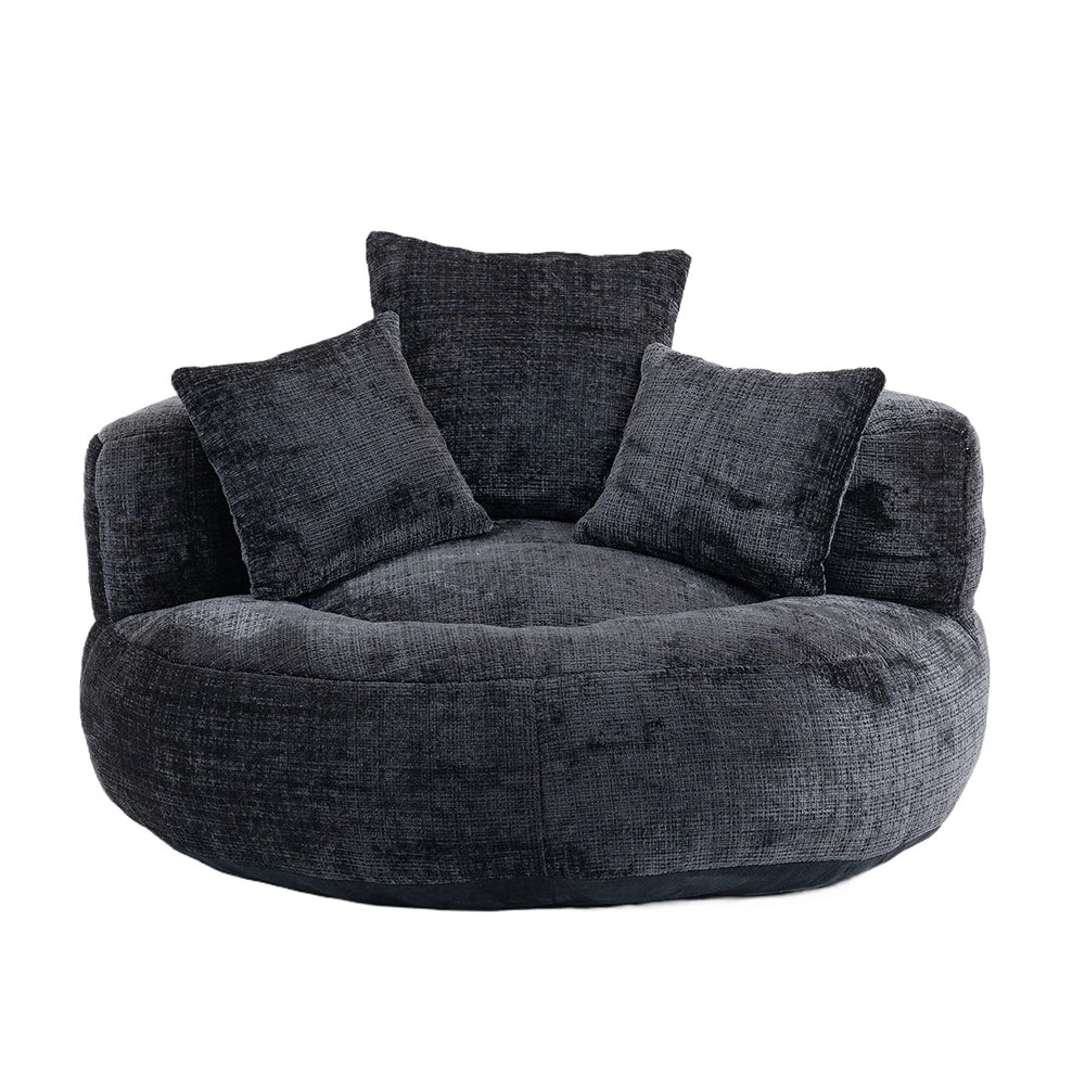 Chaise longue - Xylo - gaming chenille nero con 3 cuscini