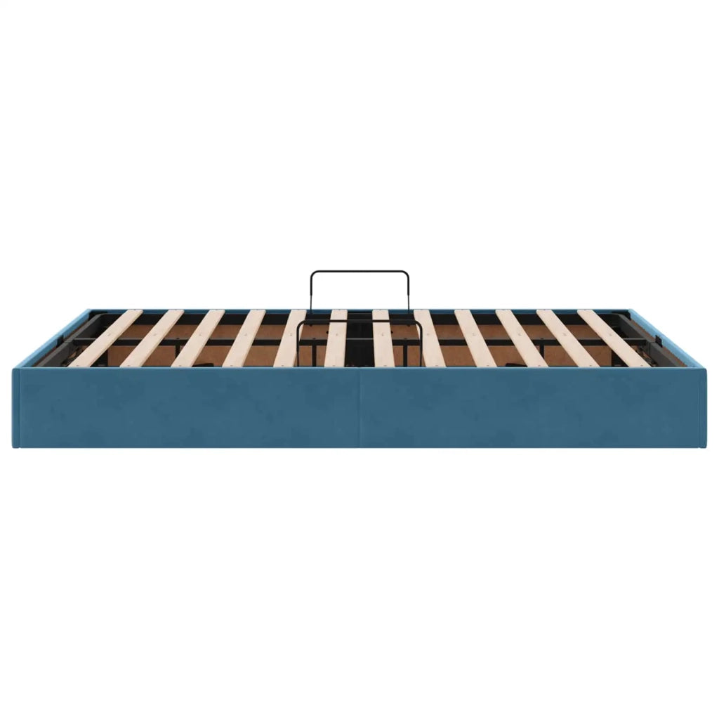 Letto ottomano con archiviazione Blu Scuro 140 x 200 cm Velluto 3442890
