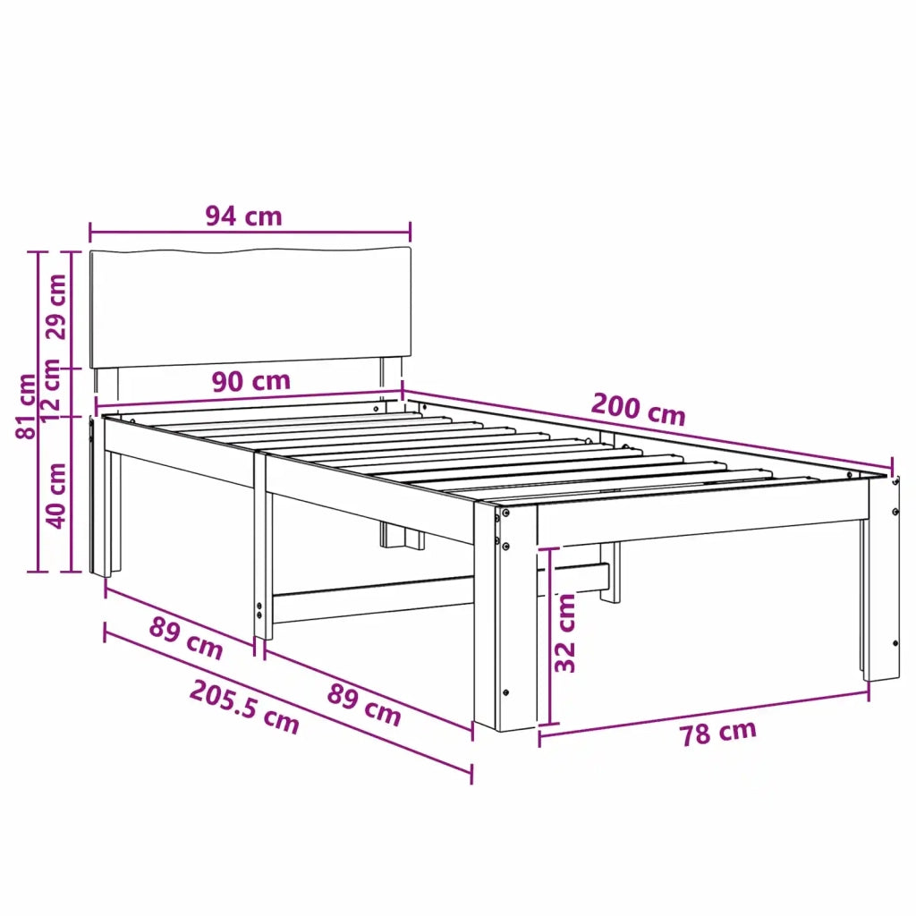 Letto Singolo con Testiera ROSTOCK Naturale 90 x 200 cm 903456