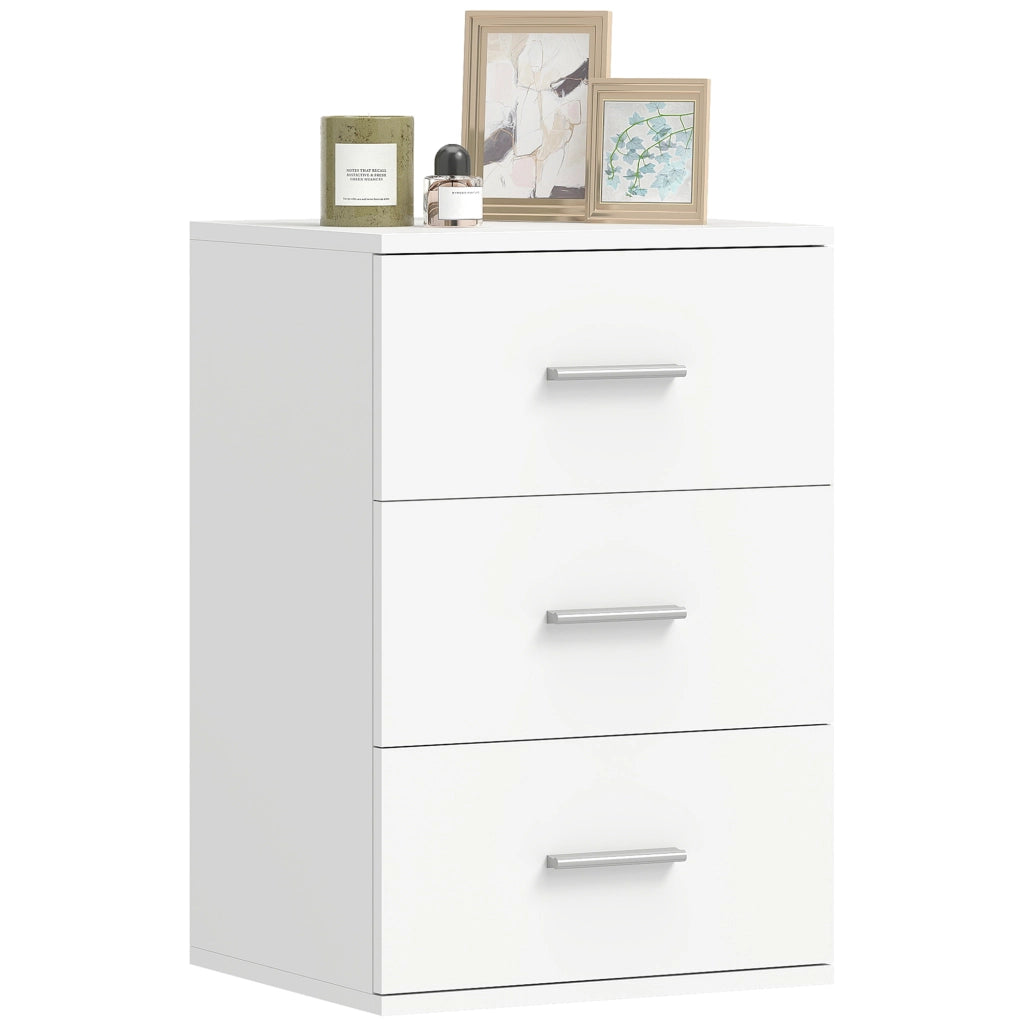 Comodino con 3 cassetti ¨C zephmum ¨C MDF, bianco, 40x40x50 cm