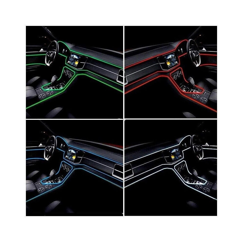 Trade Shop - Striscia Strip Led Per Interni Auto A 12v Fibra Ottica Luce Decorativa Atmosfera - Rosso   -3 Mt   -