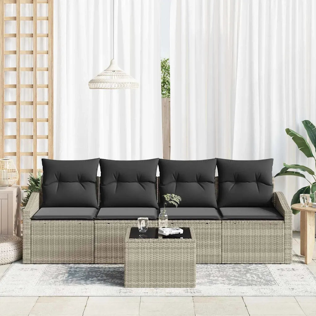 Set di divani 5 pcs Grigio chiaro e grigio scuro polyrattan 3355261