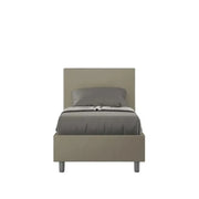 Letto singolo contenitore imbottito 80x210 similpelle cappuccino Adele
