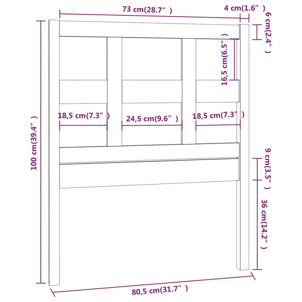 Testiera per Letto ambra 80,5x4x100cm in Legno Massello di Pino 818898