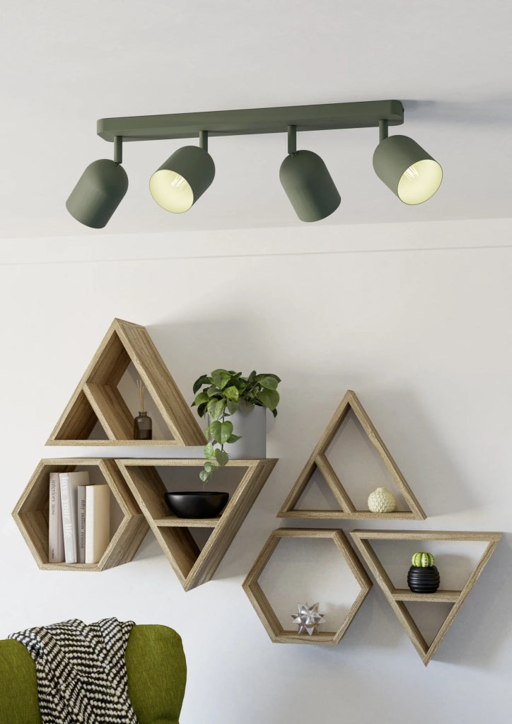 Faretti E Spot Moderno Tilston Acciaio Verde 4 Luci E14 Ip20