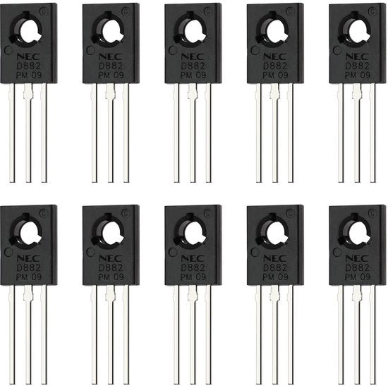 Componente Transistor ONF3 - 10 pezzi - Uso generico - 3-Pin - Power Silicio - Per Audio Radio - 2SD882