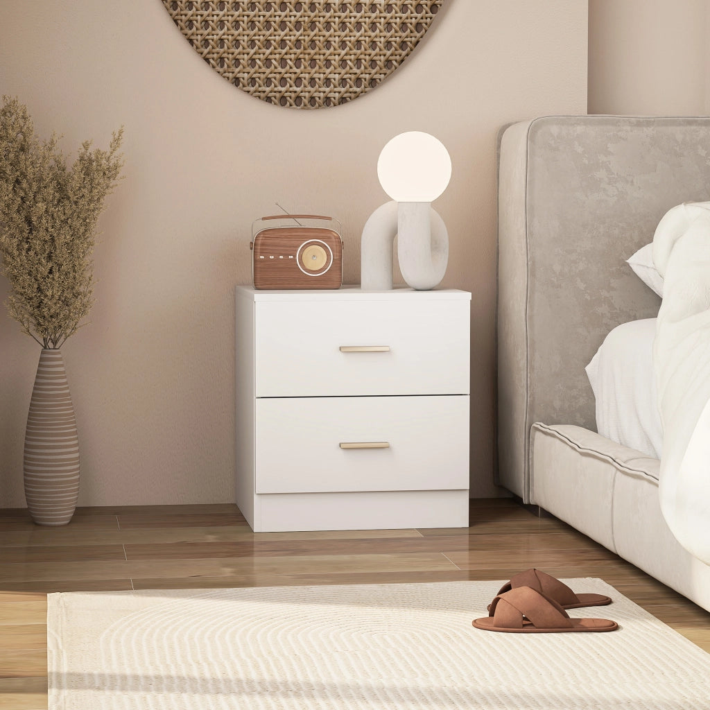Comodino con 2 cassetti ¨C Xylo ¨C Bianco 45x39,5x49 cm