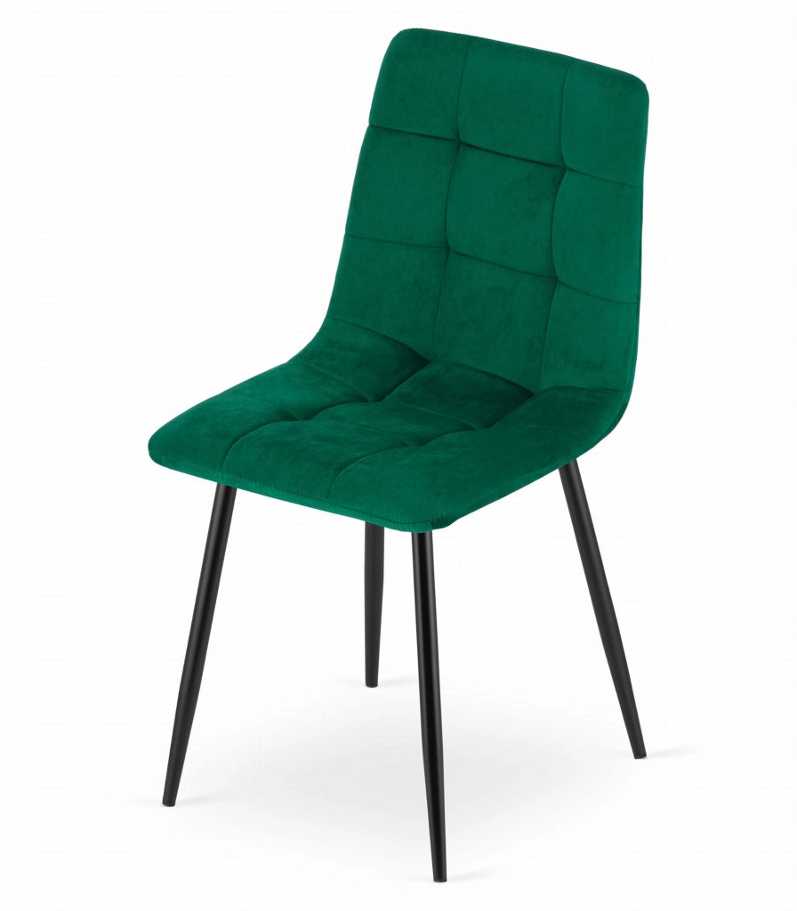 Sedia Valora PYRA in velluto verde scuro, design moderno x2