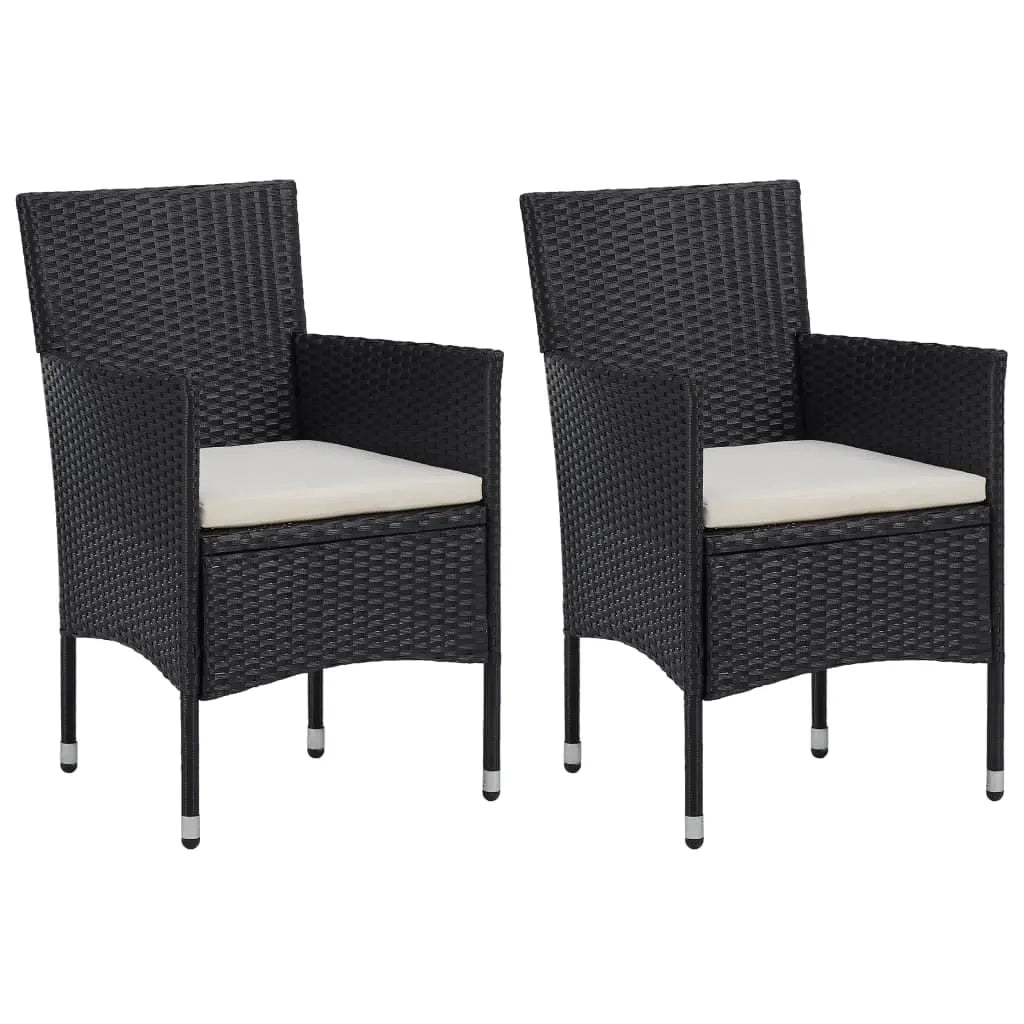 Set da Pranzo per Giardino 3 pz con Cuscini Polyrattan Nero 3095009