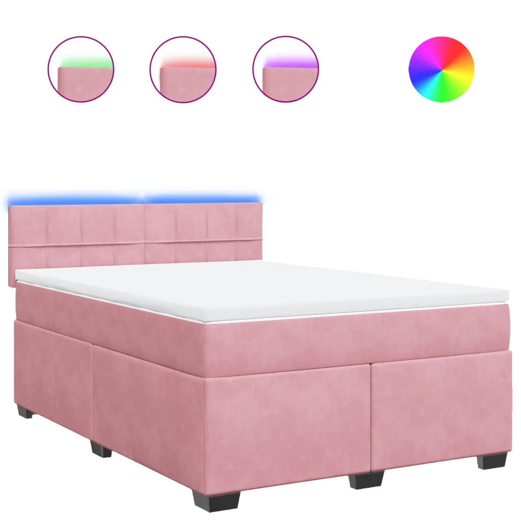 Giroletto a Molle con Materasso Rosa 140x190 cm in Velluto 3288611
