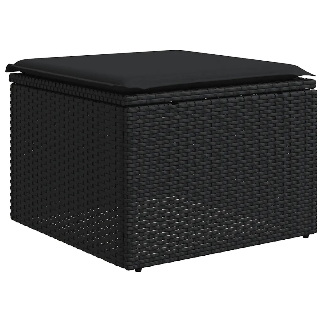 Set Divani da Giardino 9 pz con Cuscini Nero in Polyrattan 3266785