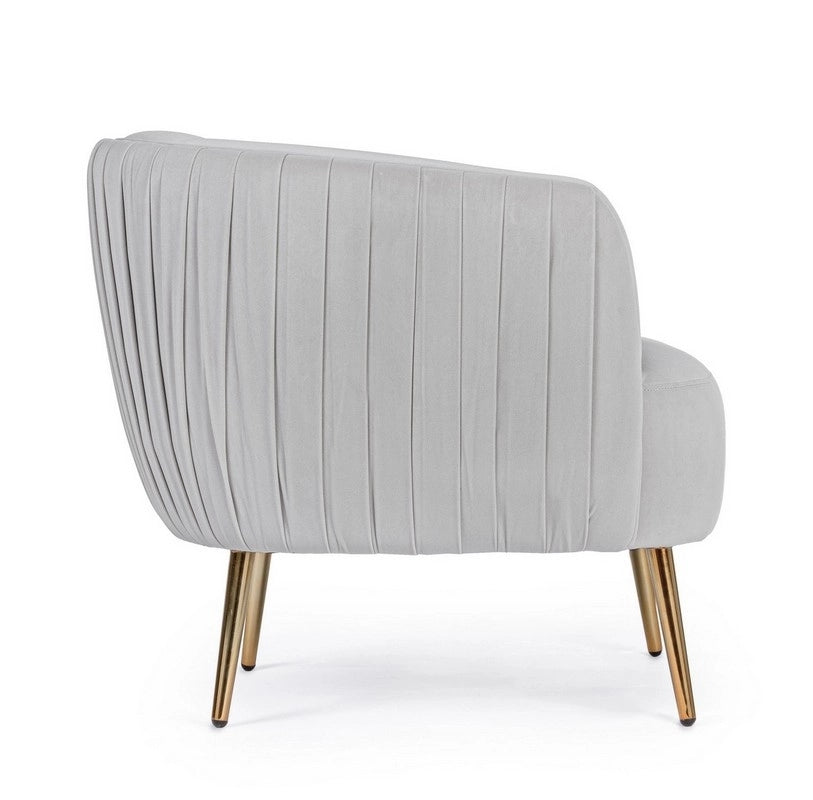 Poltrona in Velluto Grigio Chiaro Linsay Stile Cozy Romantico Shabby Chic