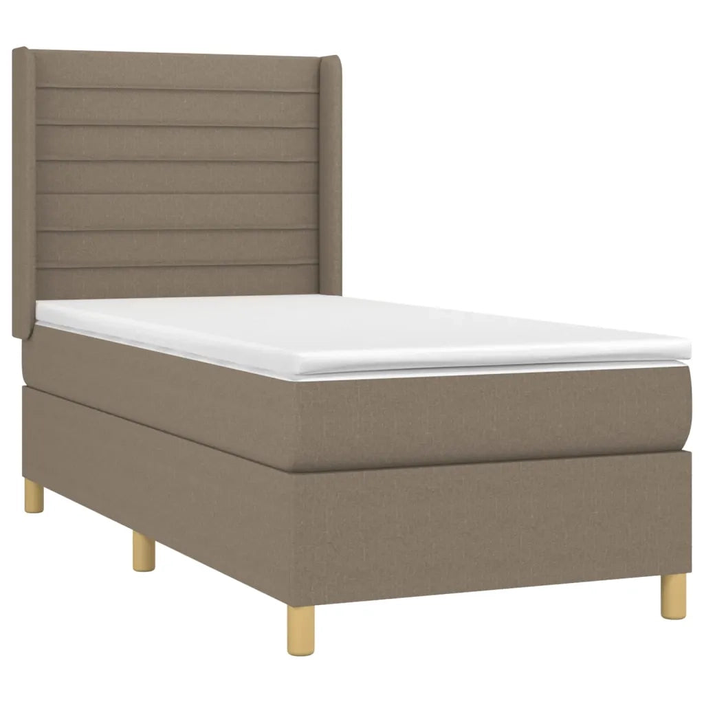 Letto a Molle con Materasso e LED Tortora 90x200 cm in Tessuto 3138929