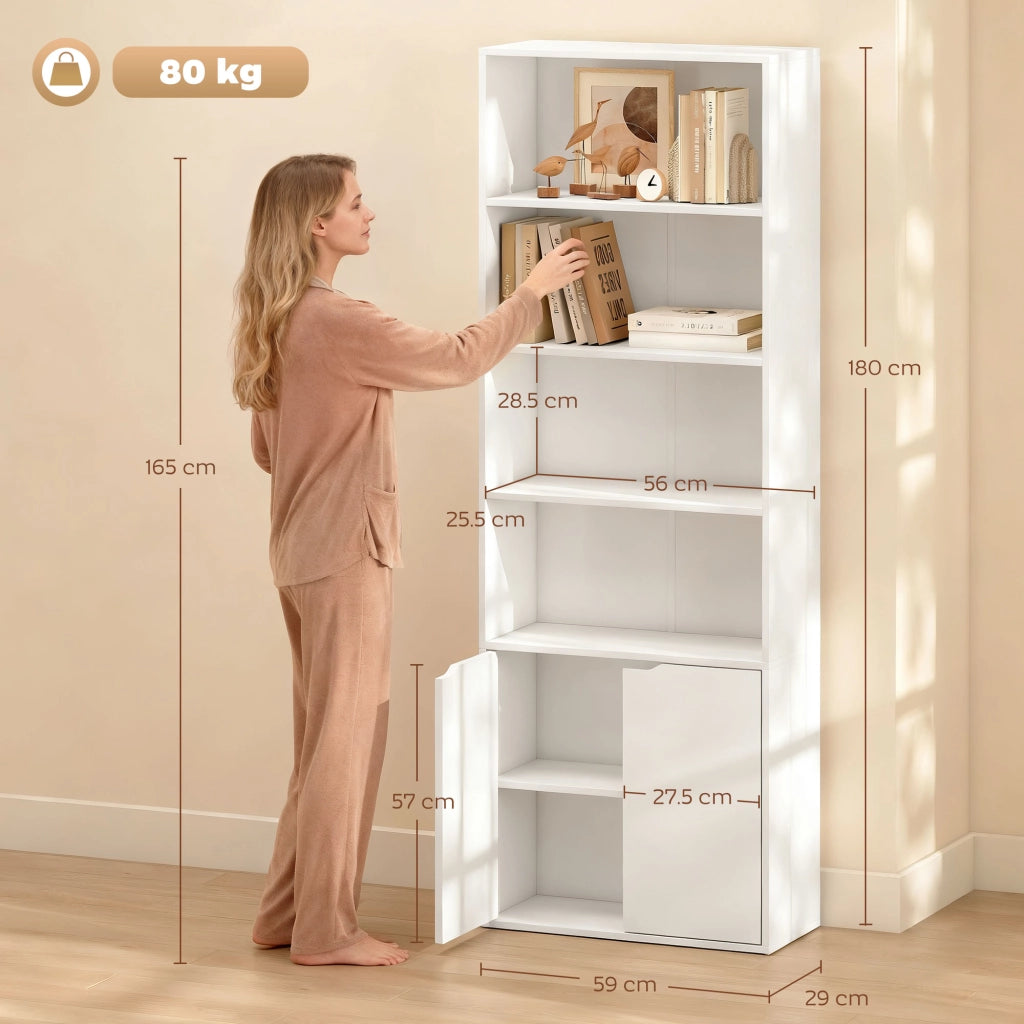 Libreria con ante ¨C Xylo ¨C legno bianco 4 ripiani 59x29x180cm
