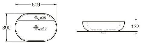 Lavabo in ceramica ovale da appoggio Kiby